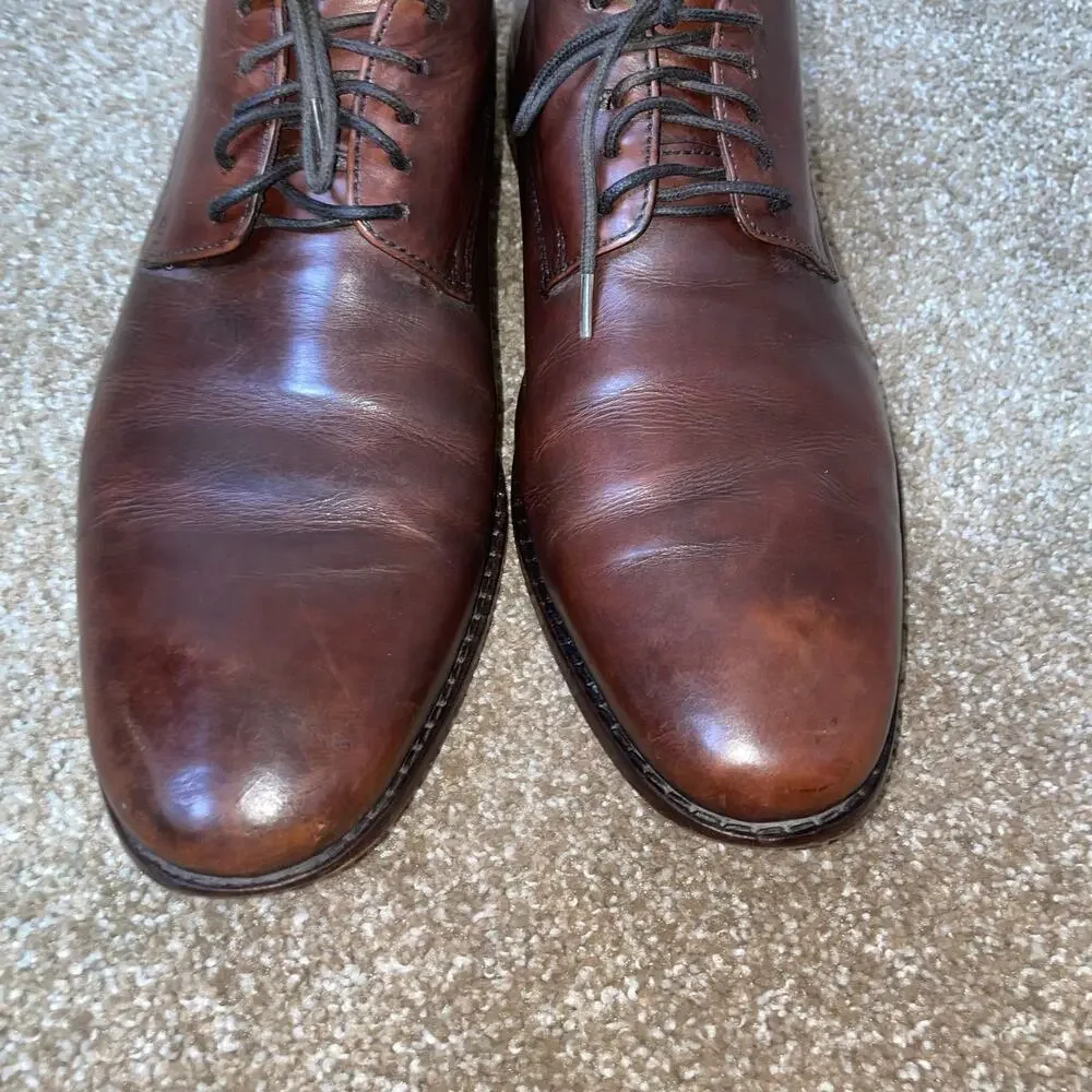 Cole Haan Colton Oxford Brown Leather Plain Nike Air Mens Size 10.5 laces